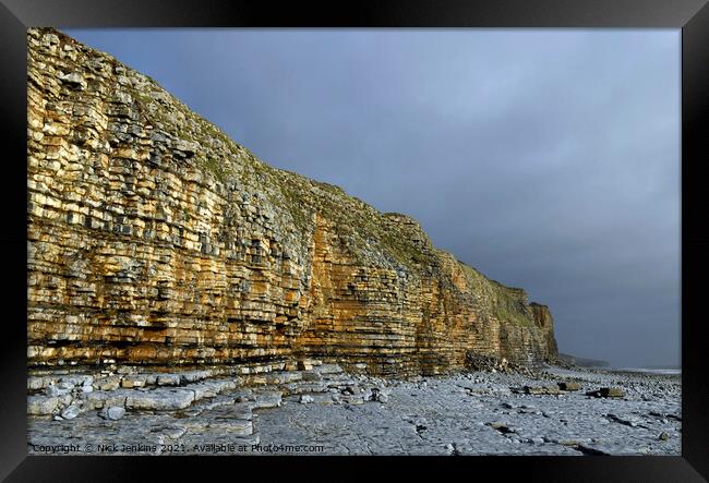 Limestone Cliffs Llantwit Major Beach South Wales Framed Print by Nick Jenkins