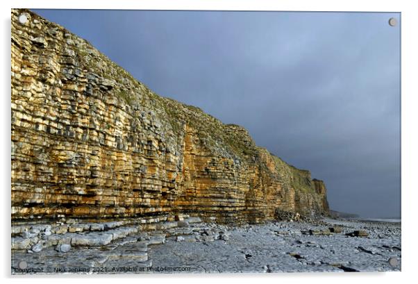 Limestone Cliffs Llantwit Major Beach South Wales Acrylic by Nick Jenkins