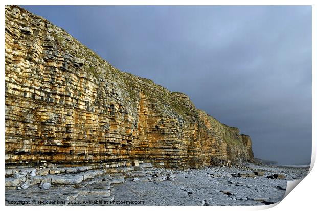 Limestone Cliffs Llantwit Major Beach South Wales Print by Nick Jenkins