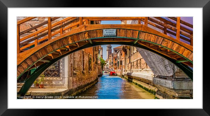 View up Venice Canal Under Bridges Framed Mounted Print by Darryl Brooks