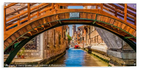 View up Venice Canal Under Bridges Acrylic by Darryl Brooks