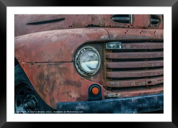 Old Headlight and Grill Framed Mounted Print by Darryl Brooks