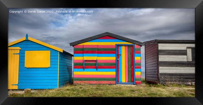 Colourful beach huts at Hopeman Framed Print by Derek Daniel