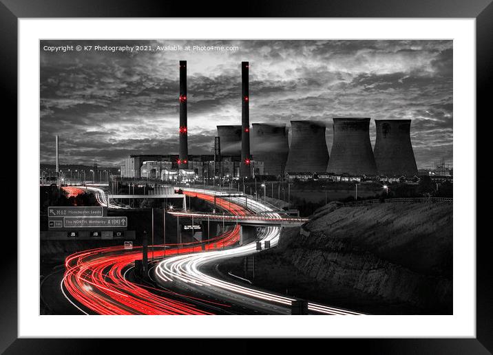 Vivid Light Trails of Ferrybridge Power Station Framed Mounted Print by K7 Photography