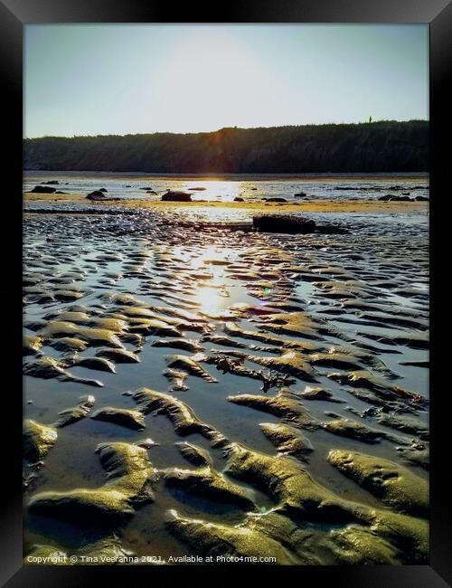Rocky Beach ripples at Whitley Bay Framed Print by Tina Veeranna