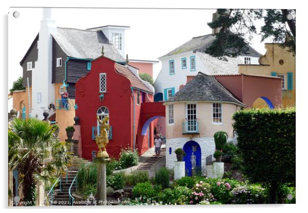 Portmeirion village in Wales. Acrylic by john hill