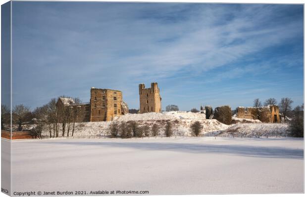 Helmsley castle In Winter Canvas Print by Janet Burdon