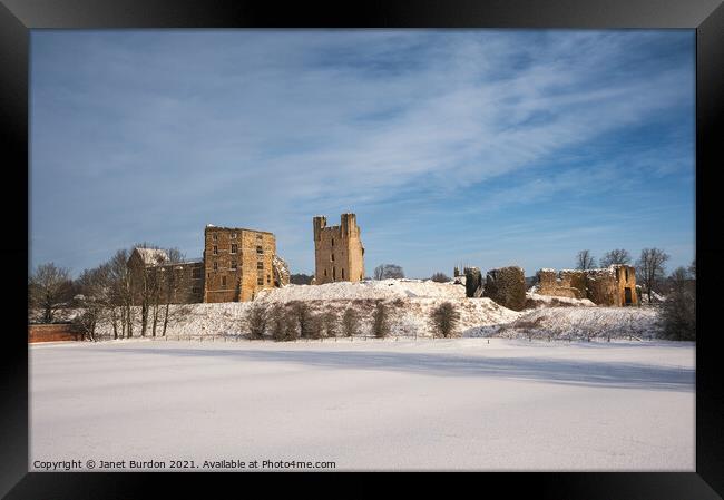 Helmsley castle In Winter Framed Print by Janet Burdon