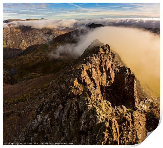 Crib Goch. Print by Ed Whiting