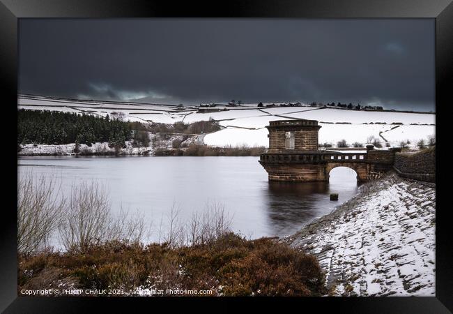 Digley dam/Reservoir in the snow   Framed Print by PHILIP CHALK