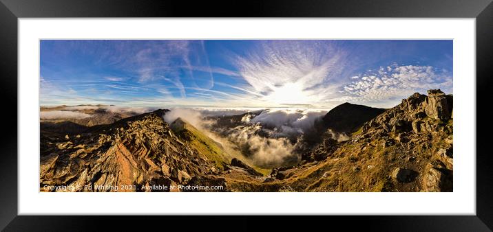 Looking across Snowdon's tops as the cloud rolls i Framed Mounted Print by Ed Whiting