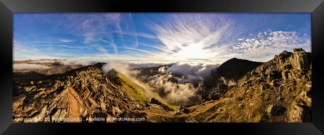 Looking across Snowdon's tops as the cloud rolls i Framed Print by Ed Whiting