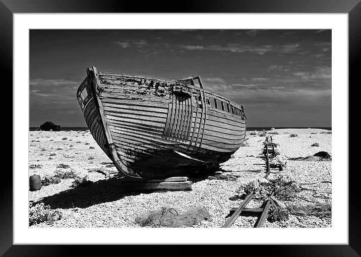Dungeness Decayed Boat Framed Mounted Print by Bel Menpes