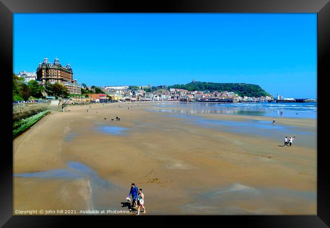 Scarborough South beach in May in Yorkshire. Framed Print by john hill