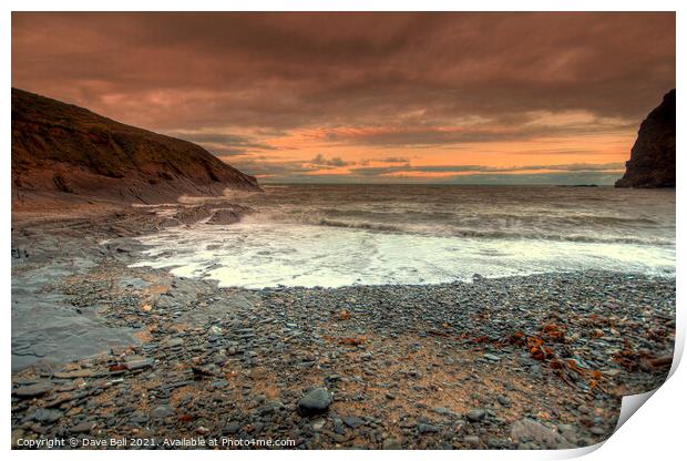 Cornish Cove Beach Sunset Print by Dave Bell
