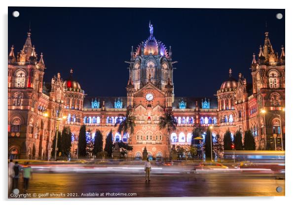 The CST railway station, Mumbai Acrylic by geoff shoults