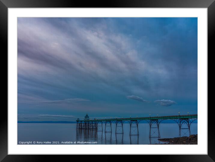 Clevedon Pier On a cloudy evening Framed Mounted Print by Rory Hailes