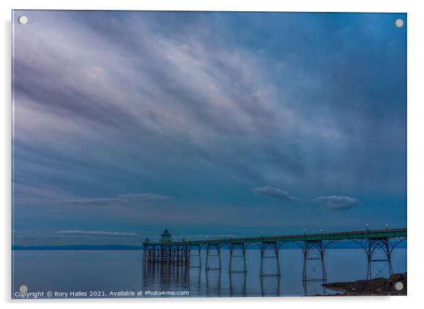 Clevedon Pier On a cloudy evening Acrylic by Rory Hailes