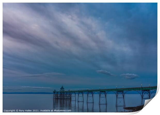 Clevedon Pier On a cloudy evening Print by Rory Hailes