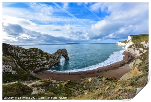 Durdle Door arch and Beach. Print by Ed Whiting