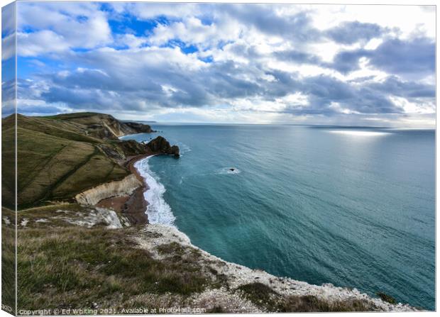 From the top of Durdle Door. Canvas Print by Ed Whiting