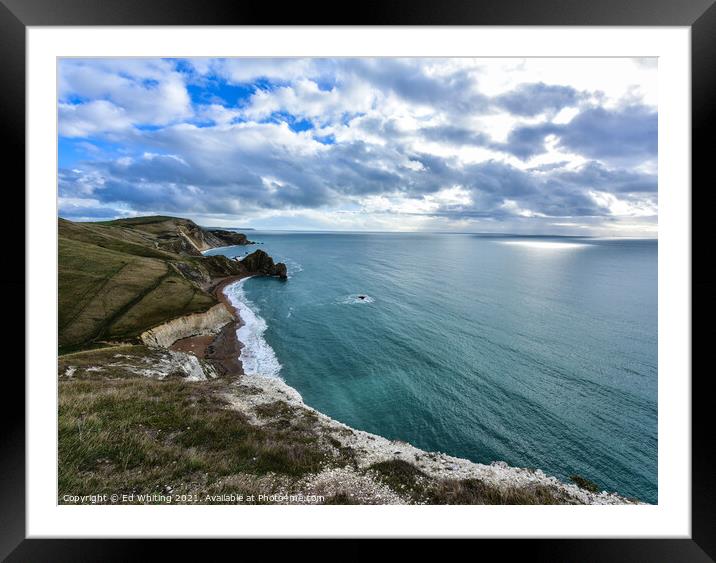 From the top of Durdle Door. Framed Mounted Print by Ed Whiting