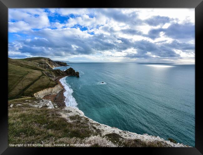 From the top of Durdle Door. Framed Print by Ed Whiting