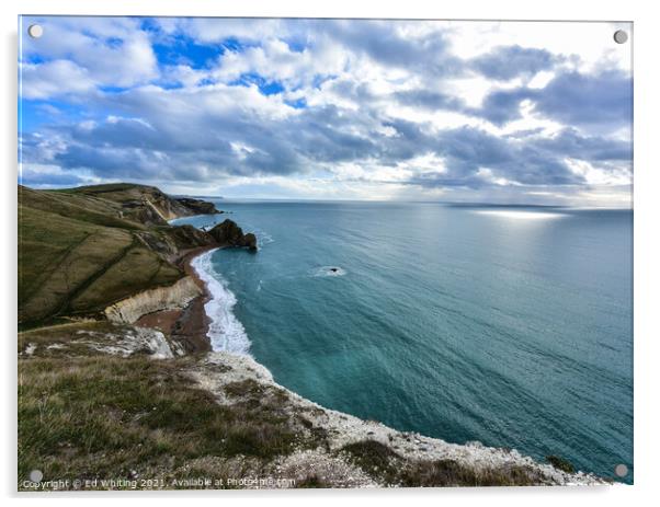 From the top of Durdle Door. Acrylic by Ed Whiting