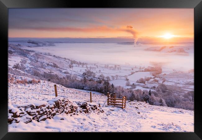 Hope Valley Winter Sunrise  Framed Print by John Finney