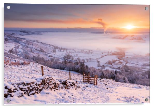 Hope Valley Winter Sunrise  Acrylic by John Finney