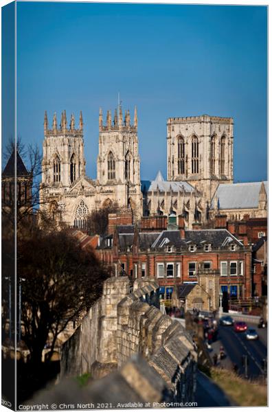 York Minster and city Walls. Canvas Print by Chris North