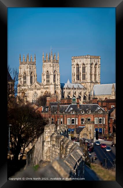 York Minster and city Walls. Framed Print by Chris North