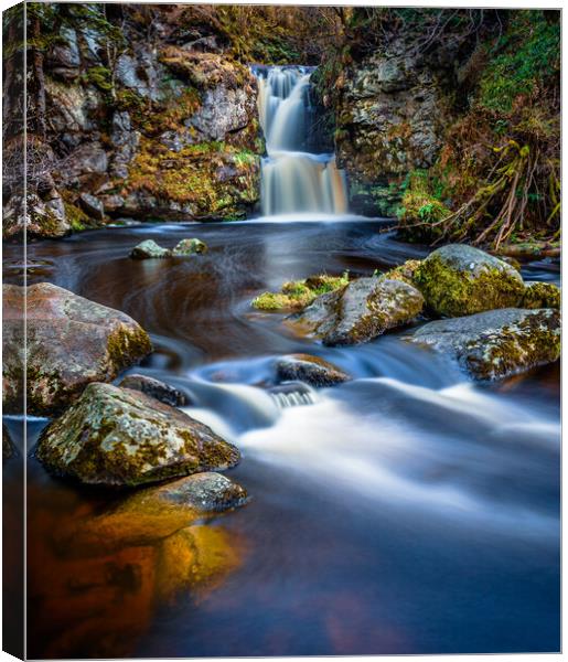 Linn Falls - Aberlour Burn Canvas Print by John Frid