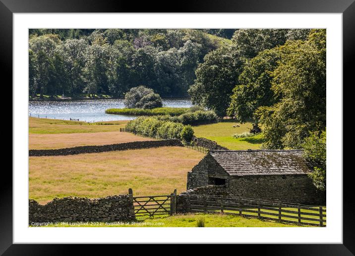 Farmland near Esthwaite Water Lake District Framed Mounted Print by Phil Longfoot