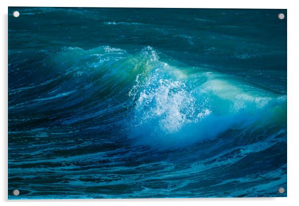 Breaking wave on the Cornish Coast. Acrylic by Bill Allsopp
