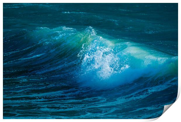 Breaking wave on the Cornish Coast. Print by Bill Allsopp