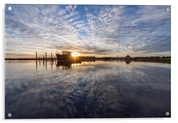 Sunrise reflections at Thornham Acrylic by Gary Pearson