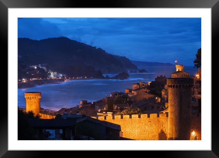 Town of Tossa de Mar by Night on Costa Brava Framed Mounted Print by Artur Bogacki