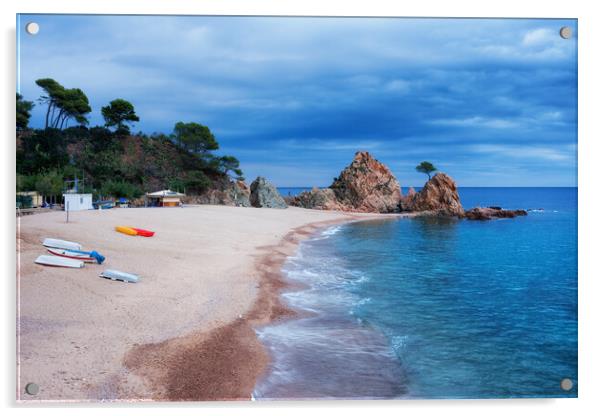 Beach in Tossa de Mar on Costa Brava Acrylic by Artur Bogacki