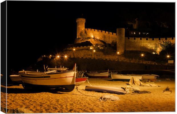 Tossa de Mar Beach and Old Town at Night Canvas Print by Artur Bogacki