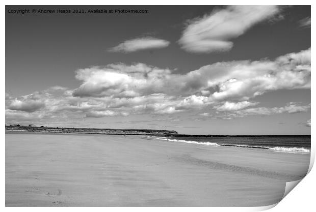 Beach scene with cloudy sky in Northumberland  Print by Andrew Heaps