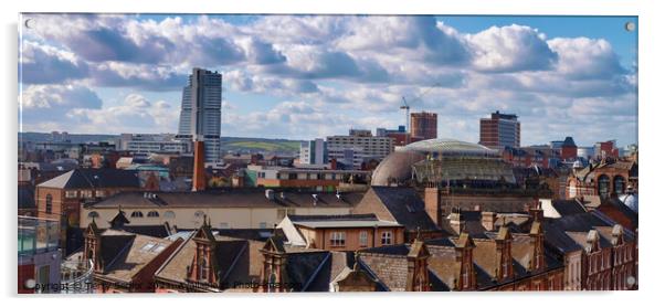 Panoramic View of the Leeds City Skyline Acrylic by Terry Senior