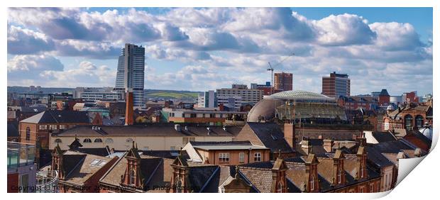 Panoramic View of the Leeds City Skyline Print by Terry Senior