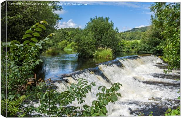 The weir on the River Kent at Staveley in the Lake Canvas Print by Nick Jenkins