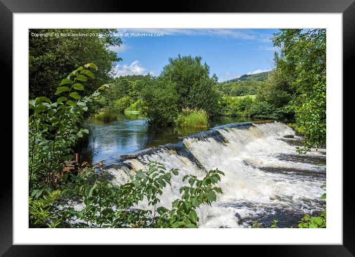 The weir on the River Kent at Staveley in the Lake Framed Mounted Print by Nick Jenkins