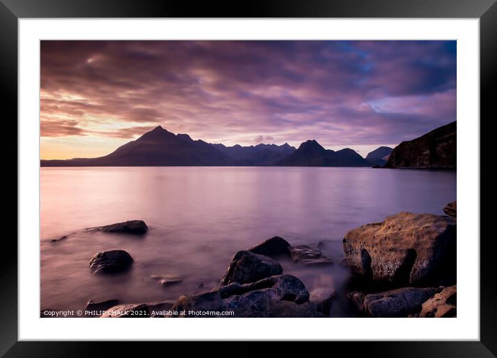 Sunset at the coastal village of Elgol on the Isle Framed Mounted Print by PHILIP CHALK