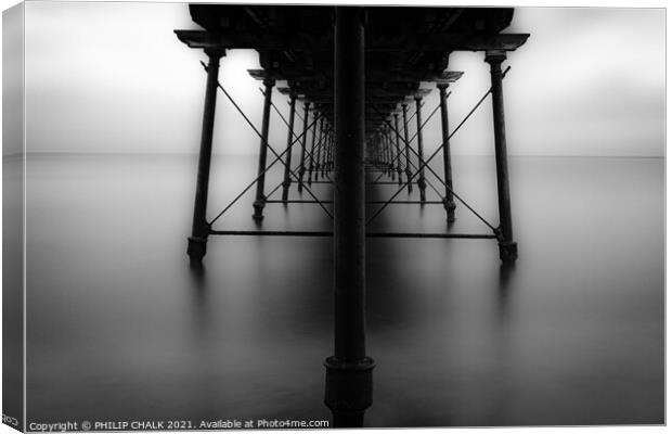 Abstract Saltburn pier 186 east coast of Yorkshire. Canvas Print by PHILIP CHALK
