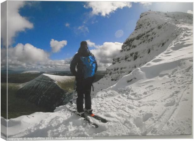 Winter Ski on Brecon Beacons Canvas Print by Roy Griffiths