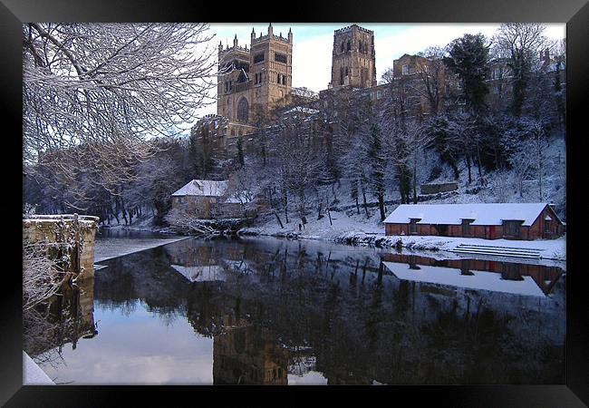 Durham Cathedral In Winter Framed Print by Dave Parkin