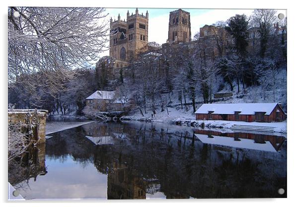 Durham Cathedral In Winter Acrylic by Dave Parkin